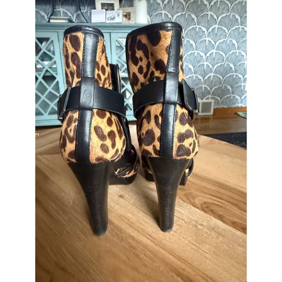 Kelsi Dagger Cheetah Faux Fur Platform Block Heels - Picture 9 of 9